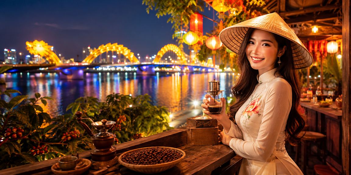 Cảnh cá cược và giải trí casino tại Đà Nẵng với biểu tượng văn hóa nón lá Việt Nam
