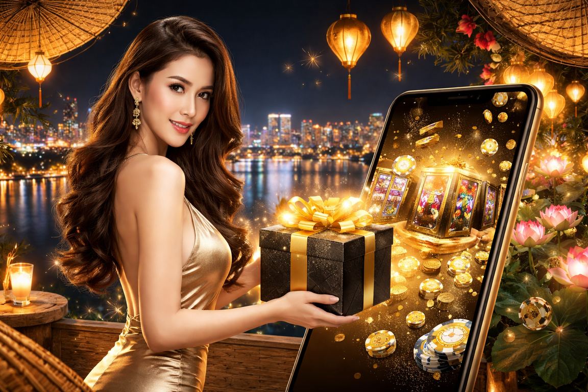 Người dùng Hà Nội chơi casino trên điện thoại di động với nón lá truyền thống